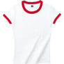 リブリンガーＴシャツホワイト×レッド