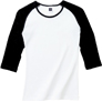 3/4リブラグランＴシャツホワイト×ブラック