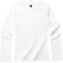 リブクルーネック長袖Tシャツホワイト
